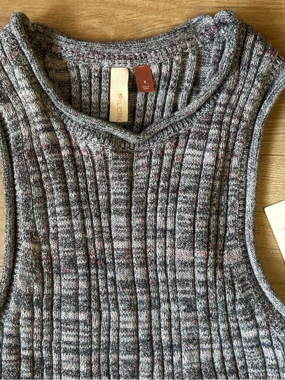 Anthropologie Pilcro Ribbed Knit Sleeveless Sweater in Heather‎ Gray